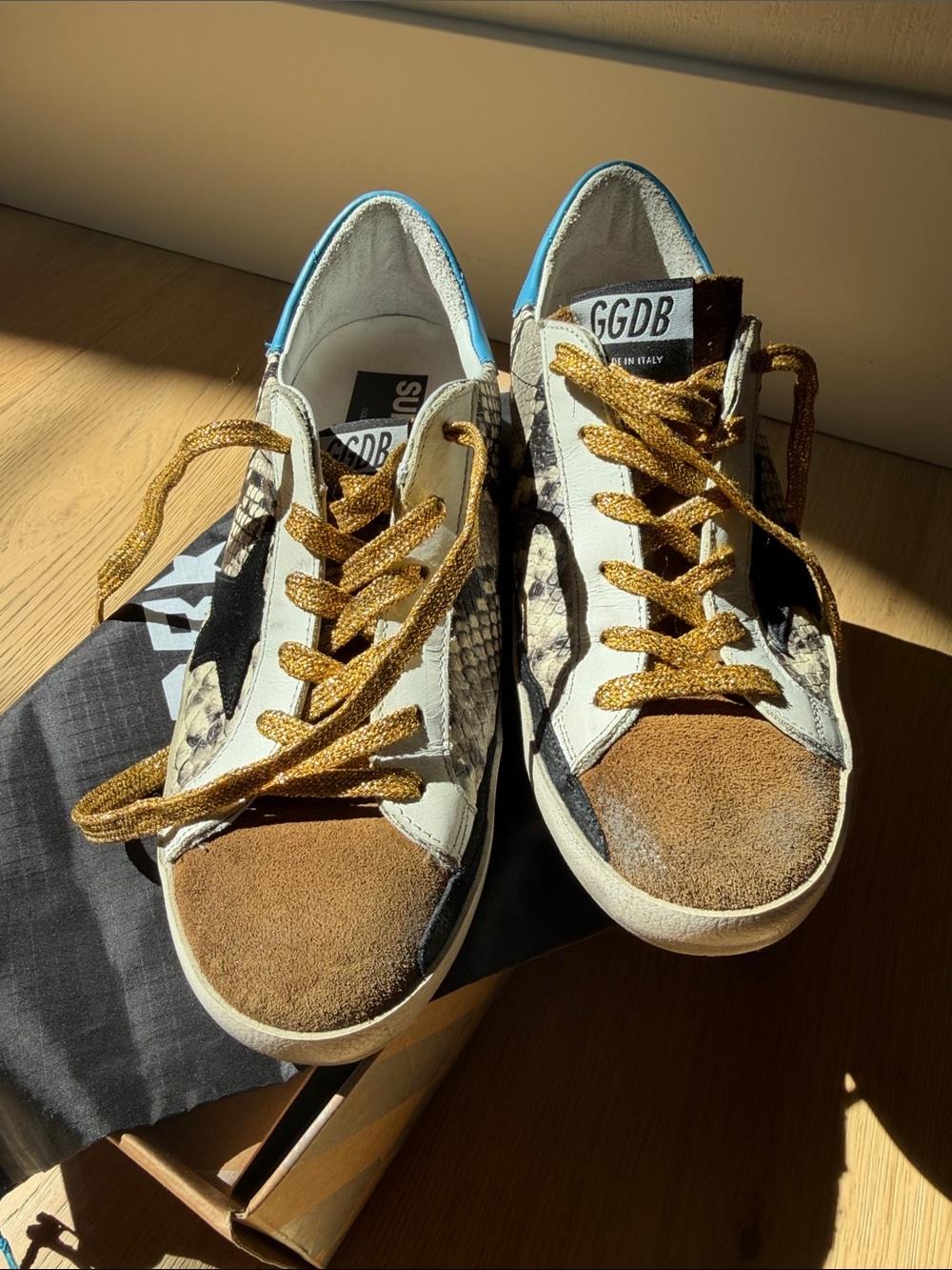 GGDB Women's Brown/Gold/Snake Superstar Sneaker